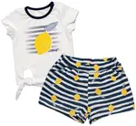 mrofi Dívčí triko+kraťasy 2D sada, Citrónky, , bílá/modrá