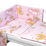 Baby Nellys Mantinel s povlečením Premium, , 3D sada, Medvídek na žebříku, růžový