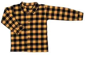 Mrofi Dětská košile dlouhý rukáv Luke - žluto/černá kostička