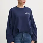Bavlněná mikina Pinko dámská, tmavomodrá barva, s potiskem, 104281 A2BZ