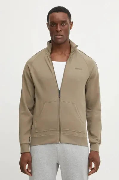 Bavlněná mikina HUGO zelená barva, s aplikací, 50540933