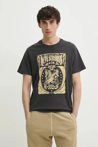 Bavlněné tričko Levi's GRAPHIC CREWNECK TEE šedá barva, s potiskem, 22491