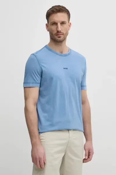 Bavlněné tričko BOSS Orange BOSS ORANGE modrá barva, 50502173