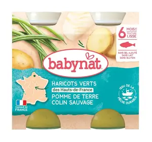 Babybio Babynat Brambory a zelené fazolky s aljašskou treskou 2x200 g