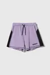 Dětské bavlněné šortky Sisley fialová barva, vzorované, nastavitelný pas