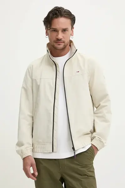 Bunda Tommy Jeans pánská, béžová barva, přechodná, DM0DM15382