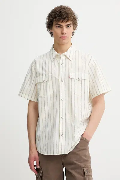 Bavlněná košile Levi's pánská, modrá barva, relaxed, s klasickým límcem