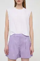 Plátěné kraťasy Silvian Heach fialová barva, hladké, high waist
