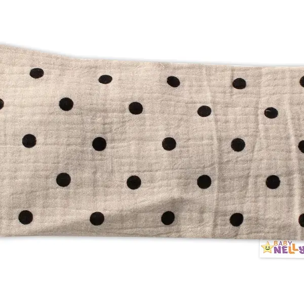 Baby Nellys Letní čelenka, bandana, mušelín, Puntík, cappuccino vel.  116/122