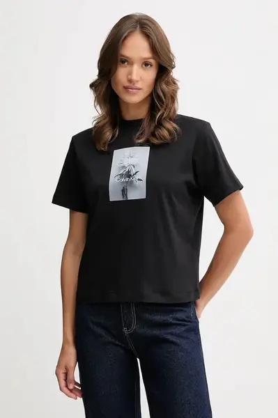 Bavlněné tričko Calvin Klein Jeans dámské, černá barva, LV047D880G