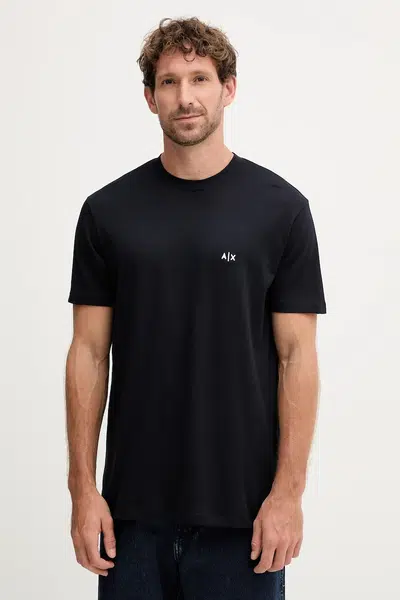 Bavlněné tričko Armani Exchange pánské, tmavomodrá barva, s aplikací, XM001568 AF10358