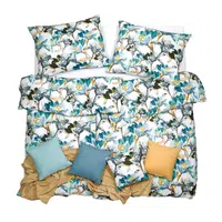 SCANquilt povlečení ART JERSEY aqua bloom tyrkysovošedá 140 x 200/70 x 90 cm