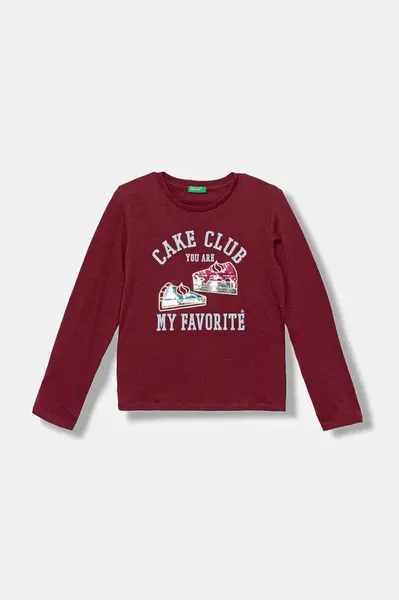 Dětské bavlněné tričko s dlouhým rukávem United Colors of Benetton