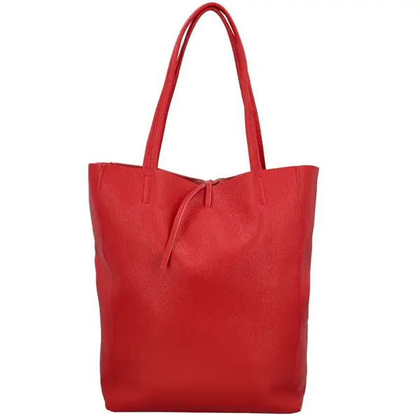 Dámská kožená kabelka přes rameno červená - Delami Vera Pelle Oriane