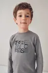 Dětské bavlněné tričko s dlouhým rukávem Mayoral šedá barva, s potiskem, 4095
