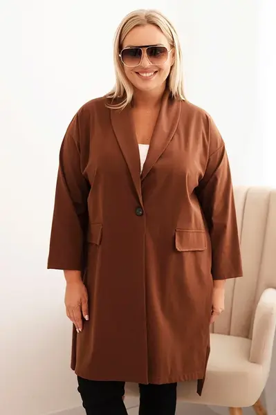 Kesi Włoski Dámská narozka Plus Size Punto s bavlnou na knoflík čokoládová