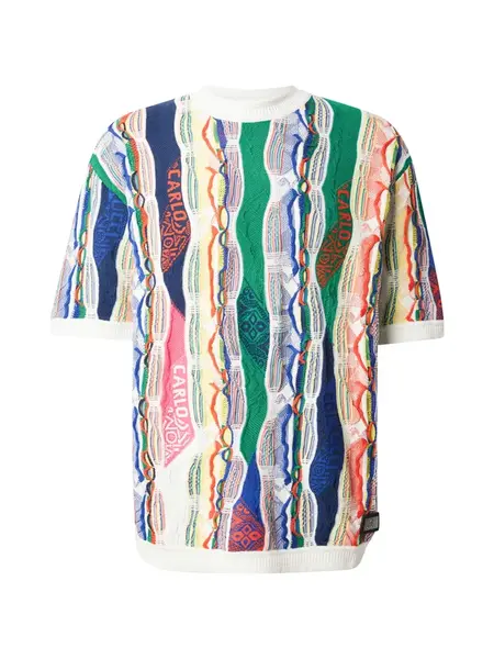 Carlo Colucci Sveter  tmavomodrá / trávovo zelená / oranžová / biela