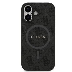 Zadní kryt Guess PU Leather 4G Colored Ring Magnetic pro Apple iPhone 17, černá