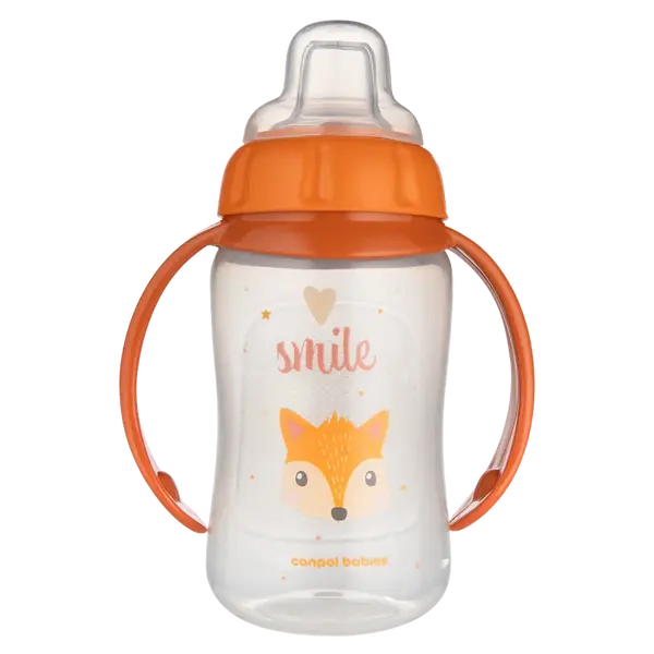 CANPOL BABIES Hrnček tréningový s úchytmi Cute Animals oranžová líška 320 ml