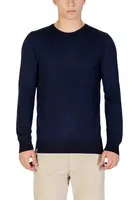 Pánský modrý svetr s kulatým výstřihem