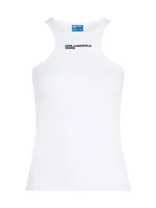KARL LAGERFELD JEANS Top  tmavozelená / biela