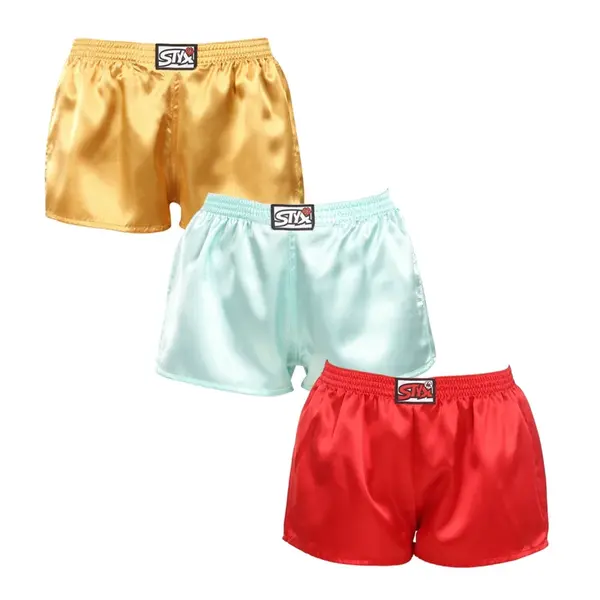 3PACK dámske trenky klasická guma saténové viacfarebné (3L06352) L