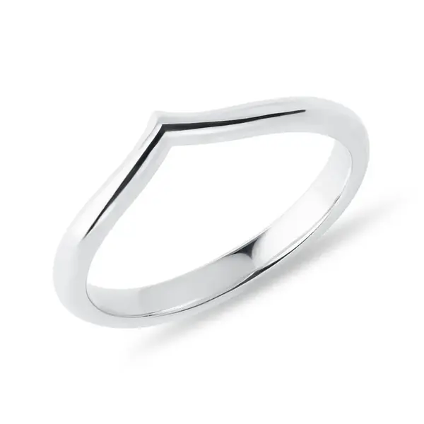 Chevron prsten z bílého 14k zlata KLENOTA