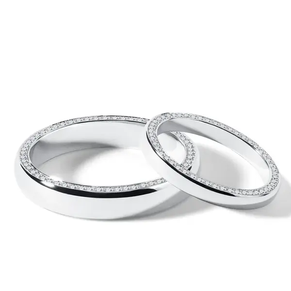 Snubní sada prstenů s diamanty po obvodu v bílém zlatě KLENOTA