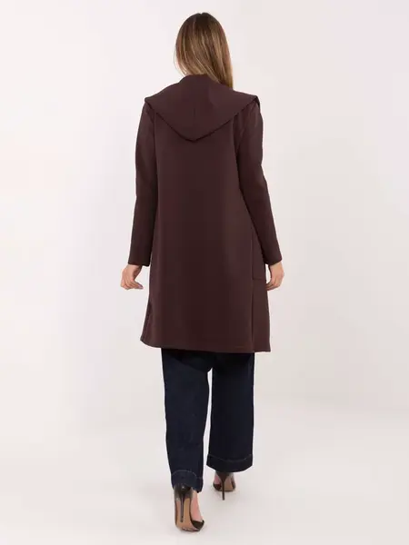 Dámsky kabát s kapucňou, tmavohnedý