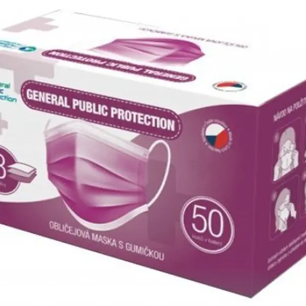 GENERAL PUBLIC Rouška třívrstvá s gumičkou 50 ks