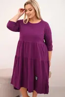 Plus size šaty s volánmi a vyhrnutými rukávmi