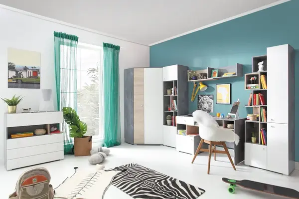 Dětský pokoj Sigma 4 - Beton / Bílá / Dub