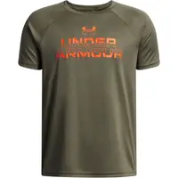 Under Armour SPLIT WORDMARK Chlapecké triko, khaki, velikost L