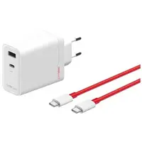 OnePlus SuperVooc120W Dual USB-A + USB-C Cestovní Nabíječka + USB-C/USB-C Kabel bílá