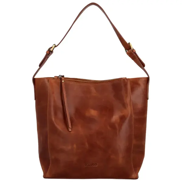 Dámská kožená kabelka na rameno koňaková - Bellugio Kyera