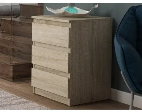 Skříňka/vysoký noční stolek Carlos 40 cm, dub sonoma, 3 zásuvky