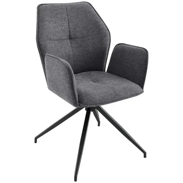 Carryhome ŽIDLE S PODRUČKAMI, železo, tkaná látka, černá, tmavě šedá