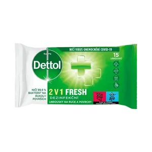 DETTOL Dezinfekční ubrousky 2v1 na ruce a povrchy 15 ks