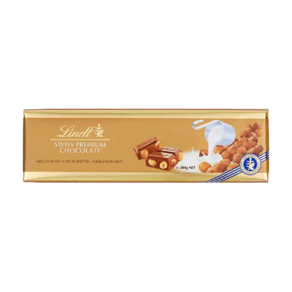 LINDT Lindt Gold Tablet švýcarská mléčná čokoláda s lískovými oříšky 300 g