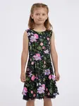 Čierne dievčenské kvetinové šaty
