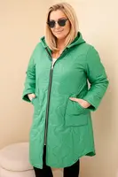 Kesi Włoski Dámská zimní prošívaná bunda Plus Size s kapucí světle zelená