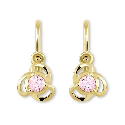 Soliter Detské zlaté náušnice s ružovým kryštálom 236 001 00950