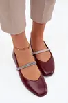 Dámské balerínky s lesklými řemínky bordó