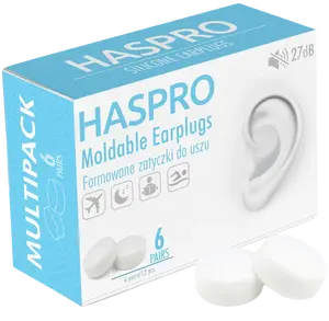 HASPRO Mold6 silikonové špunty do uší, bílé 6 párů 12 ks