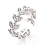 Brass Micro Pave Clear Cubic Zirconia Cuff Open Rings