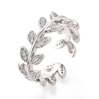 Brass Micro Pave Clear Cubic Zirconia Cuff Open Rings