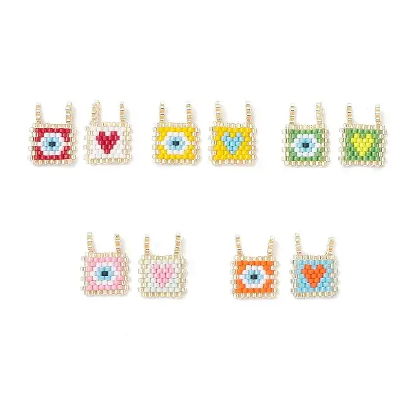 2Pcs Glass Seed Beaded Pendants