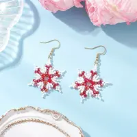 304 Stainless Steel Glass Seed Beads Snowflake Dangle Earrings