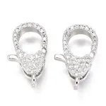 Brass Micro Pave Cubic Zirconia Lobster Claw Clasps