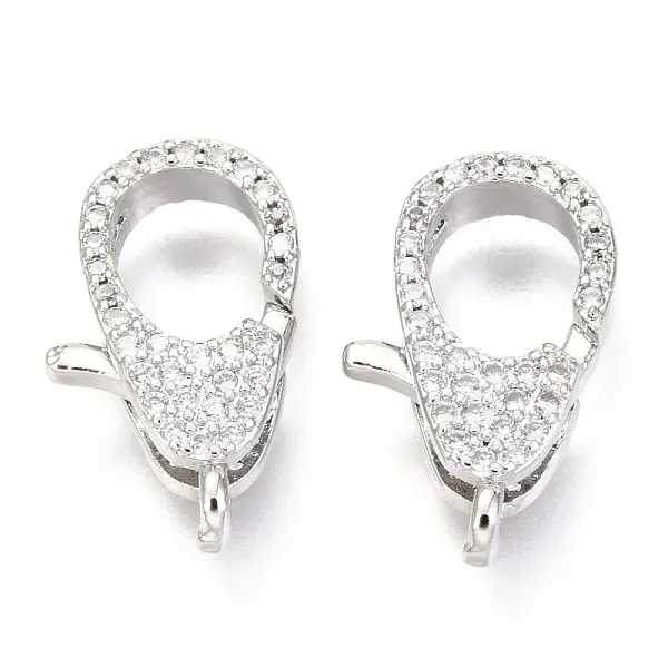 Brass Micro Pave Cubic Zirconia Lobster Claw Clasps